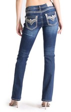 Grace in LA Women's Bootcut Jeans, Size 28, Embellished Flap Pockets — listing 4