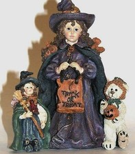 Boyds Bears Yesterdays' Child Dollstone Collection "Mallory with Patsy & J.B. ... Trick or Treat" Halloween Figurine, Style #3517 — listing 5