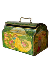 Antique Victorian/Edwardian Lithographed Tin Biscuit Box with Sailing Ship and Portrait Medallions — listing 5