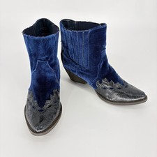 Black Snakeskin-Embossed Leather Western Ankle Booties with Metal Toe Cap and Side V-Cut — listing 6
