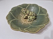 Art Deco Ceramic Console Set: Nude Figural Flower Frog Center Bowl with Kneeling Maiden Candleholders (3-Piece)