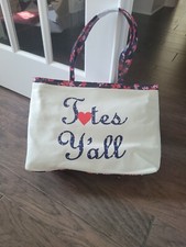 Draper James Reversible Leather Tote with Gingham Interior and Wristlet Pouch
