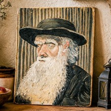 Oil Portrait of Bearded Elderly Man in Gilt Frame, Signed — listing 6