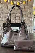 Coach Madison Sophia Op Art Sateen Satchel in Olive/Bronze — listing 5