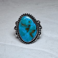 Vintage Silver Pear-Cut Turquoise Ring with Bezel Setting — listing 6
