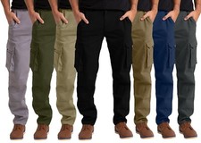 Men's Olive Green Cotton Cargo Pants with Drawstring Waist, Size XXL — listing 4