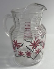 Vintage Ribbed Beehive Glass Water Pitcher with Applied Handle — listing 3