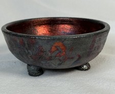 Studio Art Pottery Footed Bowl with Teal and Blue Drip Glaze — listing 5