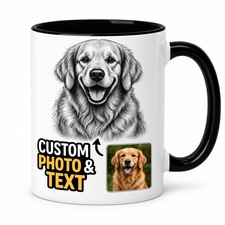 Custom Photo Coffee Mugs, Blue Interior & Handle, Personalized Dog Photos with Spanish Text (Set of Multiple) Pair, listing 6