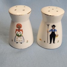 Vintage Hand-Painted Dutch Boy & Girl Figural Planter with Windmill Motif, Royal Japan