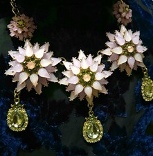 Vintage Rhinestone Bib Necklace and Clip-On Earrings Demi-Parure Set — listing 2