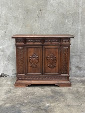 Antique Italian Renaissance Revival Carved Walnut Breakfront Sideboard / Credenza, 72" x 47" x 25" — listing 6