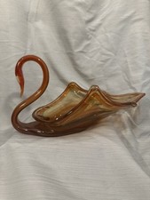 Elegant Depression-Era Glass Swan Console Bowl with Ring Handle — listing 4