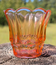 Vintage Pink Diamond Point Pattern Pressed Glass Bowl with Beaded Rim