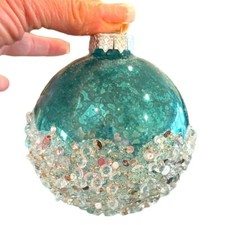 Frosted Glass Rounded Ball Vase with Carved Wave/Battuto Texture — listing 5