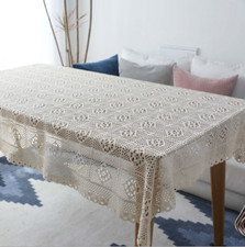 Vintage 1940s Hand-Crocheted Lace Tablecloth by Lola Hancock