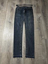 Rick Owens Bootcut Flared Jeans with Painted/Waxed Distressed Finish and Side Zip Gussets — listing 2