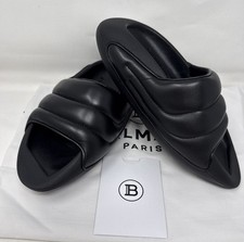Balmain Black Leather Padded Slide Sandals, listing 2