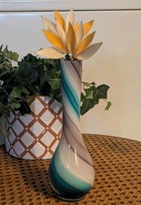 Vintage Cased Blue Glass Twisted Bud Vase with Square Footed Base No marks at all — listing 3