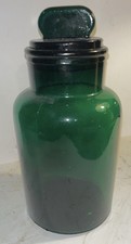 Vintage Emerald Green Glass Apothecary Storage Jar with Ground Glass Stopper Lid, Made in Italy — listing 4