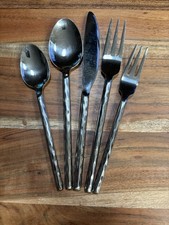 Pier 1 Imports Mid-Century Modern Stainless Flatware Set, 6 Pieces (2 Spoons, 2 Forks, 2 Knives) — listing 4