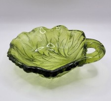 Emerald Green Molded Glass Leaf-Form Console Bowl / Centerpiece — listing 3