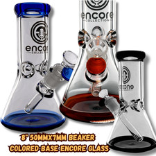 Encore Glass Beaker Base Water Pipe with Tree Percolator and White Accents — listing 5