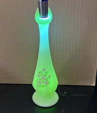 Fenton Custard Satin Uranium Glass Water Lily Compote — listing 5