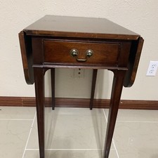 Vintage Solid Maple Drop-Leaf Table with Two Drawers, Colonial / Early American Style — listing 3