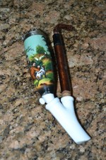 Antique German Porcelain Pipe Bowl with Hand-Painted Hunting Scenes and Pierced Metal Wind Cap — listing 5