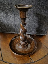 Pair of Antique English Oak Barley Twist Candlesticks — listing 3