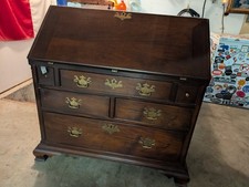 Vintage Mediterranean Style Bookcase Cabinet with Drop-Front Desk — listing 6