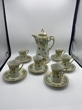 Antique Hand-Painted Porcelain Chocolate Set with Orchid/Lily Motif and Heavy Gold Trim — listing 5