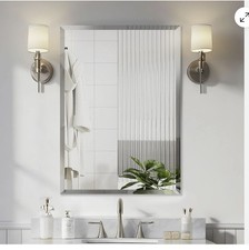 Large Rectangular Beveled Wall Mirror with Black and Gold Rope-Trim Frame — listing 2