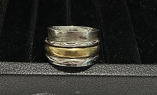 sterling spinner Two-Tone Sterling Silver & Gold Spinner Band Ring with Filigree Center — listing 5