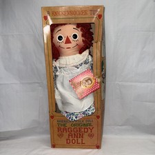 Large Raggedy Ann Cloth Doll with Red Yarn Hair and Floral Dress — listing 5