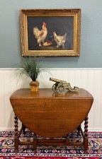 Antique English Oak Barley Twist Gateleg Drop-Leaf Dining Table — listing 6