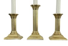 Set of 3 Neoclassical Style Brass and Black Enamel Candlesticks Graduated — listing 2