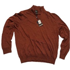 Jos. A. Bank Tailored Fit 100% Merino Wool V-Neck Sweater, Navy, Size L