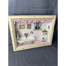 Framed 3D Diorama Shadowbox - Ornate Victorian Bathroom Scene
