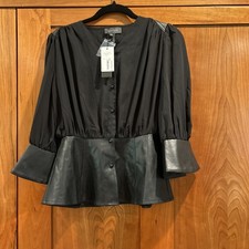 Gracia Olive Green Faux Leather Paperbag Waist Midi Skirt with Cargo Pockets, Size L