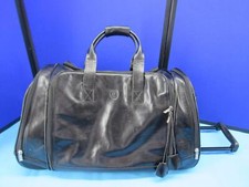 Black Leather Wheeled Duffel Bag with Telescoping Handle — listing 5