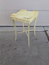 Vintage Style Accent Side Table with Gallery Top and Splayed Saber Legs — listing 6