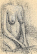 Framed Original Charcoal Sketch of Dancing Figure, Signed — listing 6