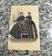 Antique 1869 Les Modes Parisiennes Hand-Colored Fashion Engraving, Framed 10 x 12 — listing 4