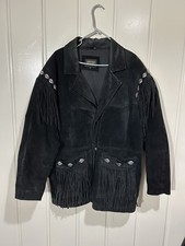 Vintage Child's Suede Leather Western Cowboy Vest with Southwestern Beaded Trim and Horse Rider Motif — listing 3