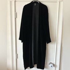 Black Crushed Velvet Open-Front Duster Jacket / Cardigan — listing 5