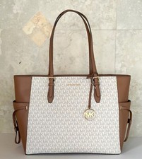 Michael Kors Gilly Large Drawstring Top Zip Travel Tote, Bright White Signature — listing 5