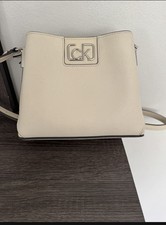 Calvin Klein Signature Logo Crossbody Camera Bag in Cream/Tan