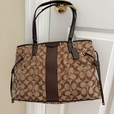 Coach Signature Jacquard Drawstring Shoulder Bag in Tan & Brown — listing 4